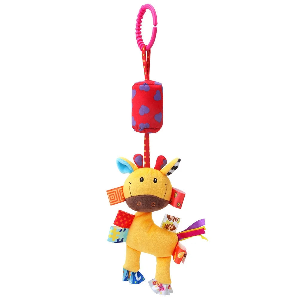Newborn Baby Sensory Hanging Rattles Soft Early Learning Toys Kids Plush Stroller Infant Car Bed Crib with Teether for Toddlers
