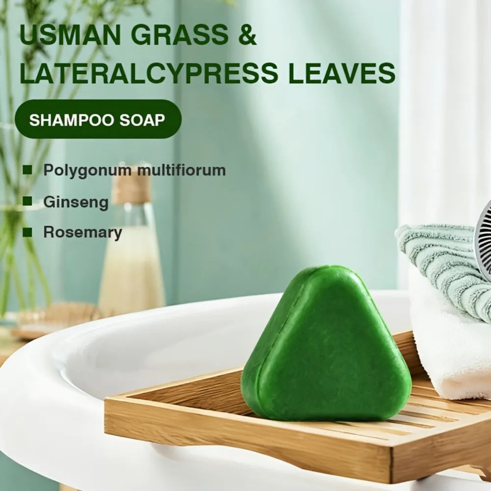 Natural Herbal Shampoo Soap Usman Grass Handmade Soap Hair Nourishing, Oil Control, Refreshing, Fluffy and Soothing Hair Care