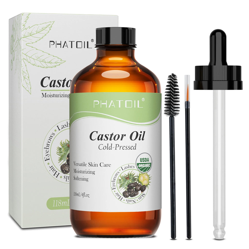 PHATOIL 118ml Organic Face Oil Natural Cold Pressed USDA Carrier Oils- Castor Oil,Jojoba,Moroccan Argan Oil,Rosehip Seed Oil