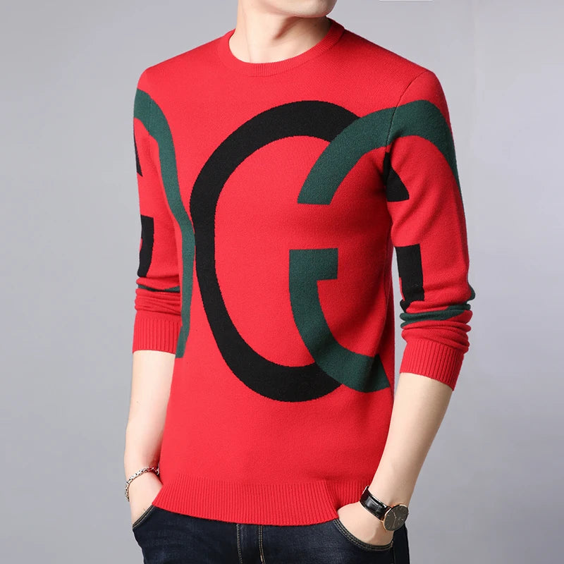Autumn and Winter Round Neck Sweater for Men, Trendy and Fashionable, Paired with Warm Knit Sweater Trendy Brand Youth, Handsome