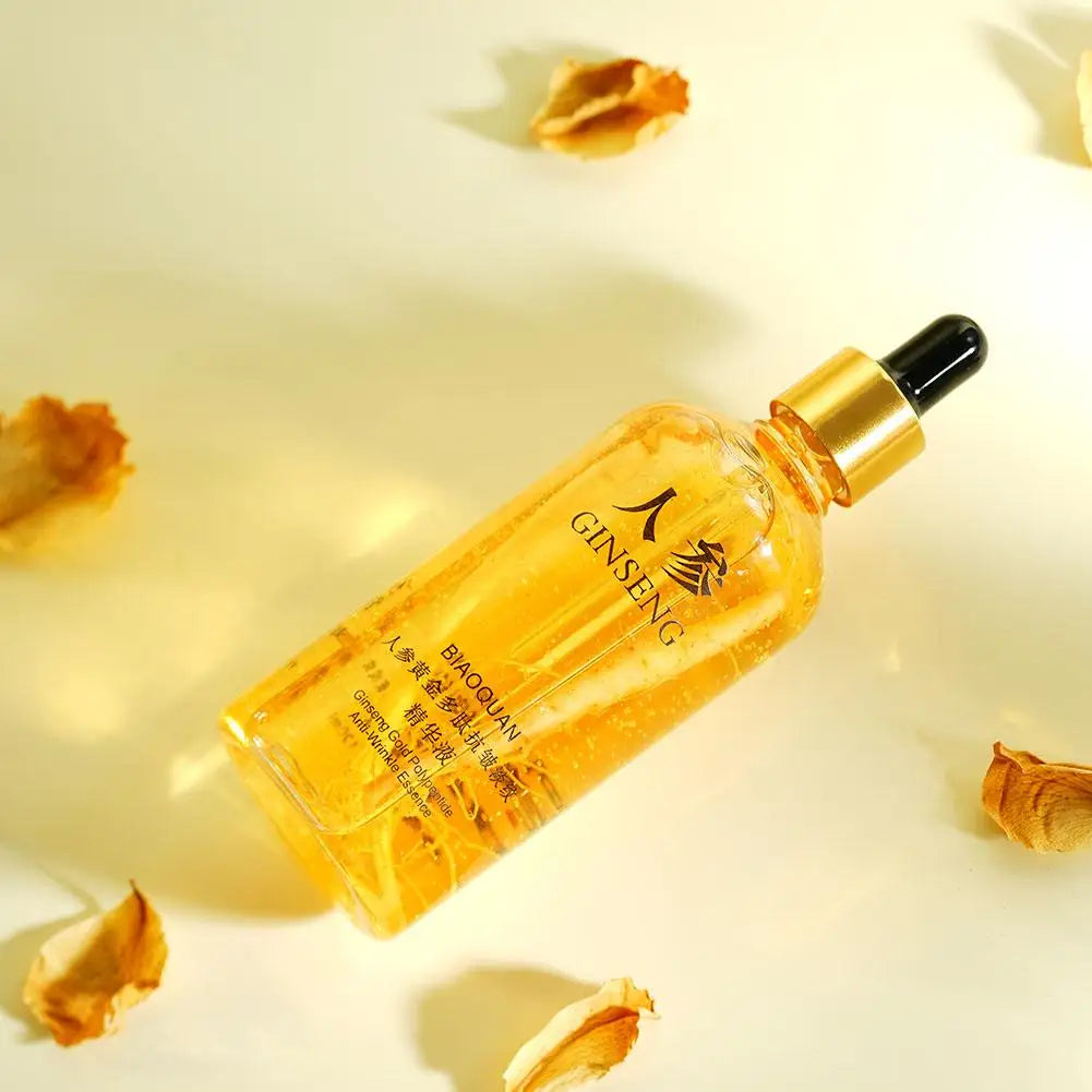 100mlGold Ginseng Face Essence Polypeptide Lightening Skin Moisturizing Facial Serum Smoothing Skin Care Products Deep Hydration