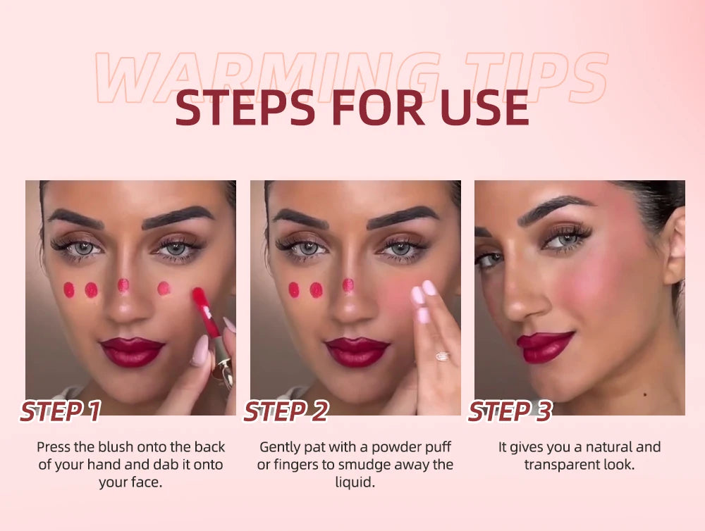 QIBEST Cushion-Applicator Liquid Blush (Waterproof, Soft-Matte)