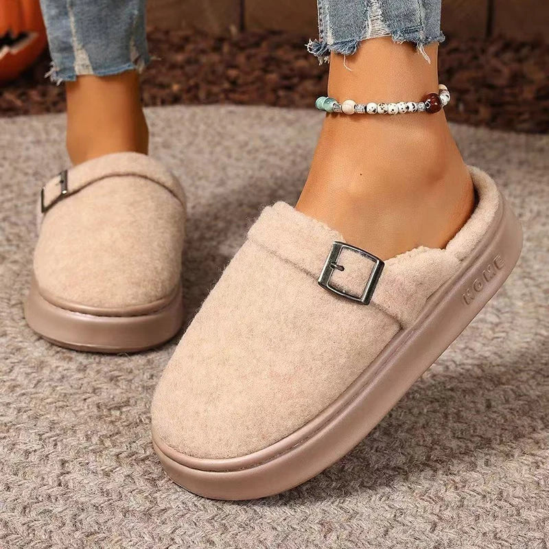 Winter Women's Slippers Home Plush Luxury Designer Woman Shoes Indoor Fluffy Fashion Platform Fuzzy Fur Slides Elegant Flat Soft