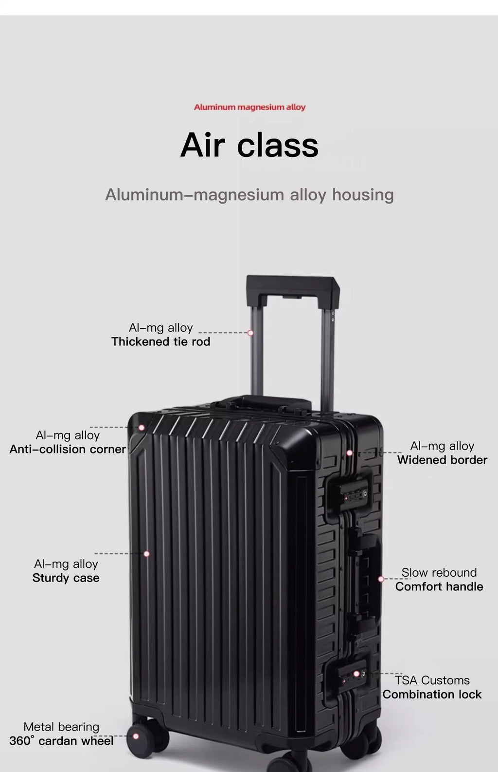 20"24"28" Inch Aluminum Trolley Suitcase Waterproof Metallic Cabin Luggage Trolly Bag With Wheels