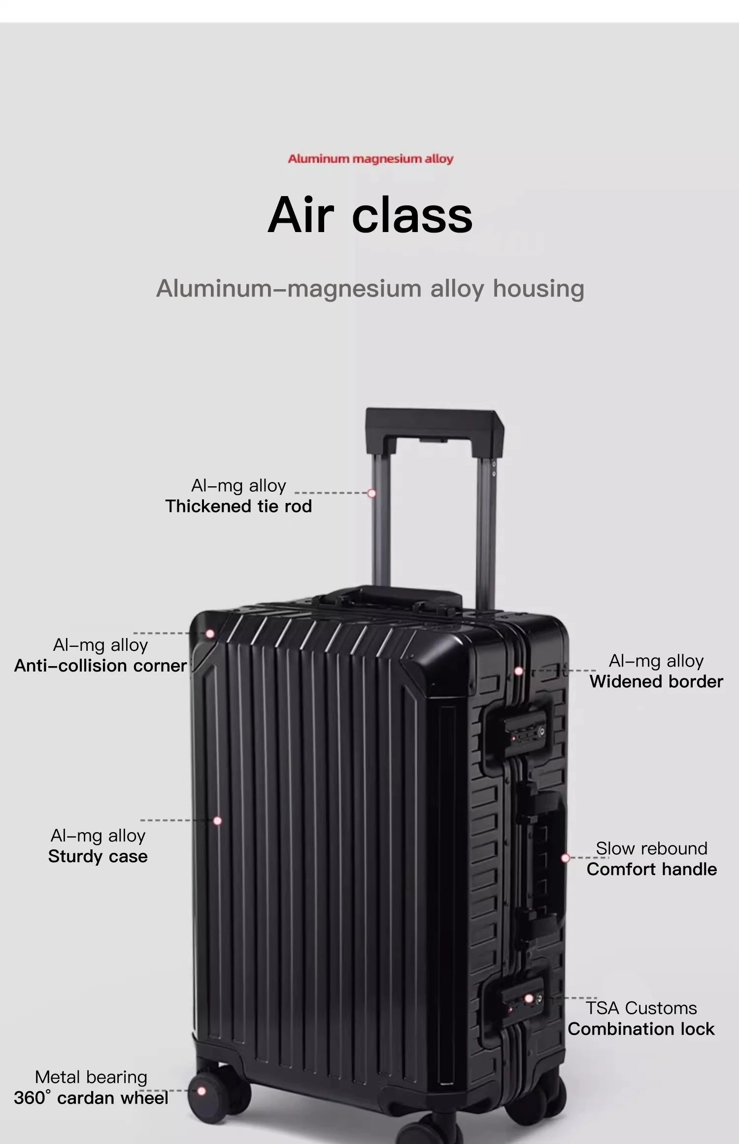 20"24"28" Inch Aluminum Trolley Suitcase Waterproof Metallic Cabin Luggage Trolly Bag With Wheels