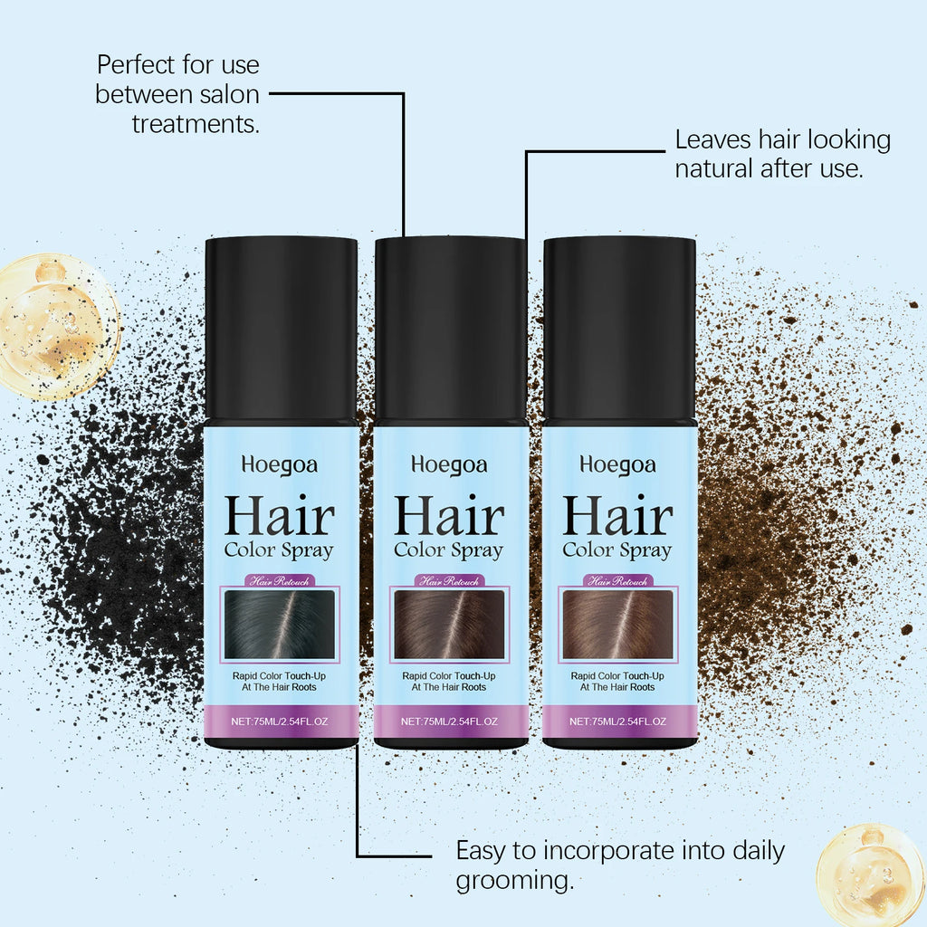 HOEGOA Once Hair Coloring Spray Light/Dark Brown Black  Long-lasting Covers Color Difference Easy to Wash Convenient Touch-up