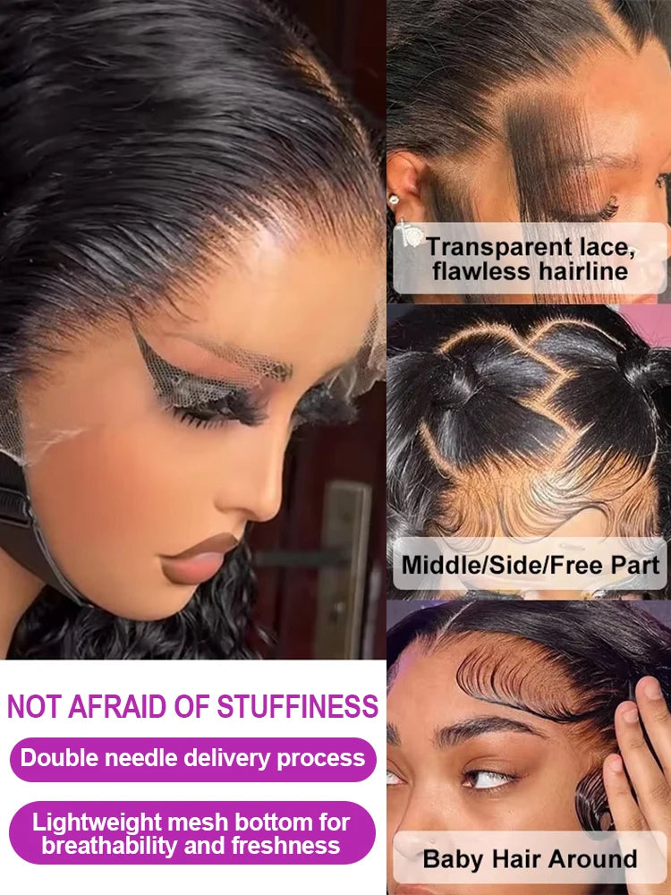 AMYTUD 30–40 Inch HD Lace Frontal Wig | Brazilian Loose Deep Wave Human Hair