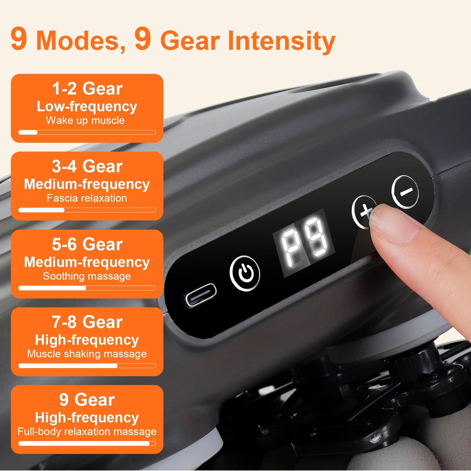 42 Heads Fascia Gun High-frequency Vibration Deep Massage Device for Shoulder Waist Back Leg Body Muscle Relaxation