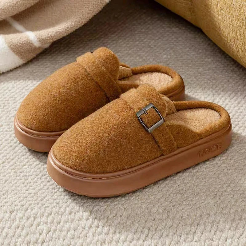 Winter Women's Slippers Home Plush Luxury Designer Woman Shoes Indoor Fluffy Fashion Platform Fuzzy Fur Slides Elegant Flat Soft