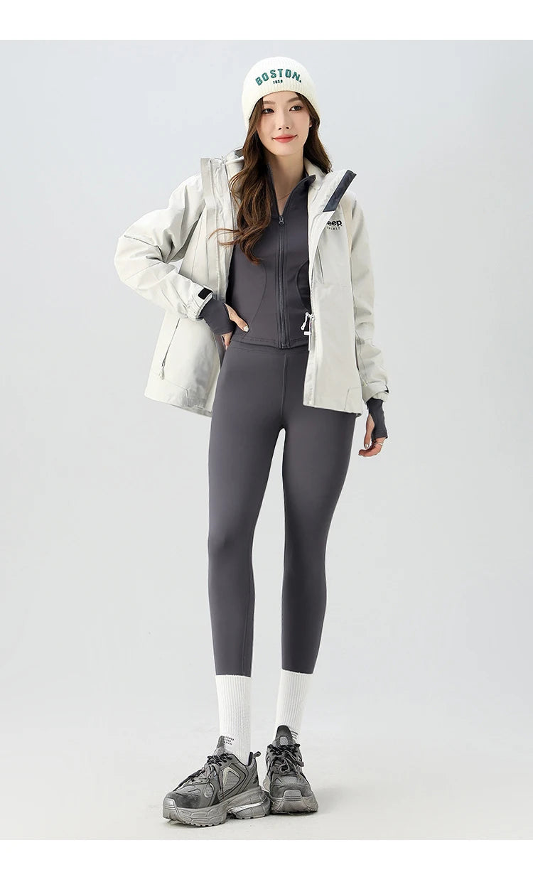 BIVIGAOS Snowflake Velvet Warm Sharkskin Leggings — Fleece-Lined High-Waist Winter Pants for Women