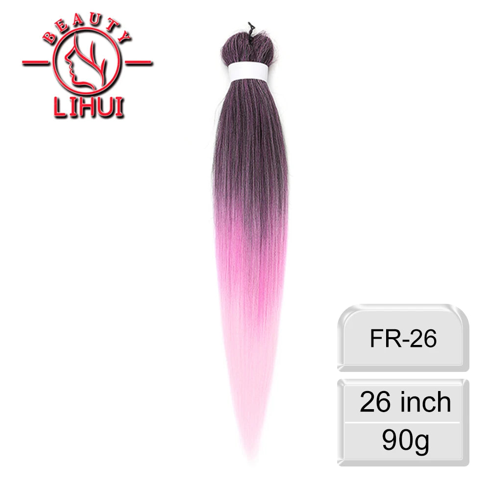 LIHUI Pre-Stretched Jumbo Braids — 26" 90 g Synthetic (Red/Pink, Frosted Colors)