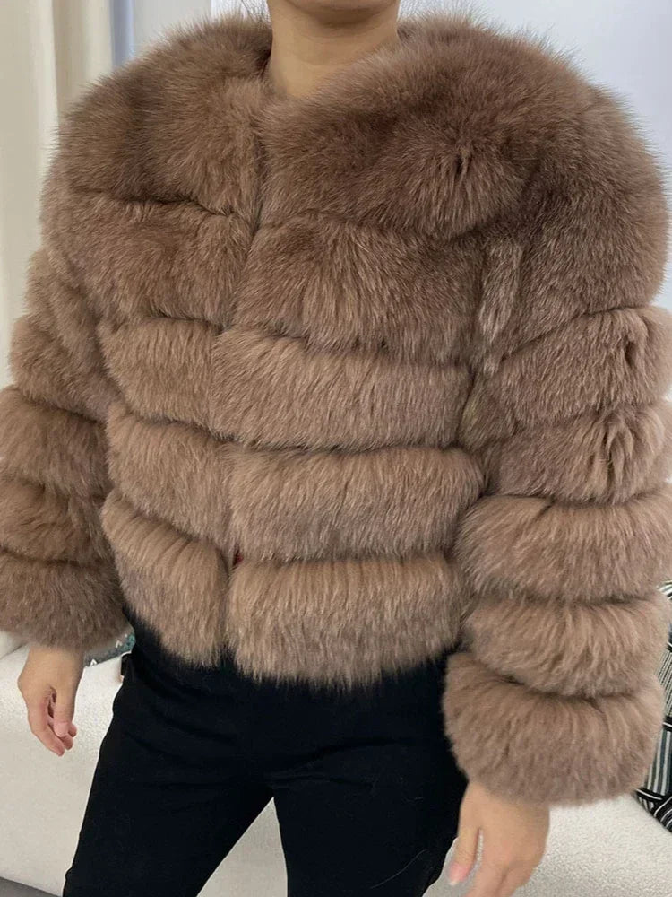 OFTBUY 2024 Winter Real Natural Raccoon Fox Fur Women Coat Short Leather Thickened Warm Jacket Elegant Fashionable Overcoats