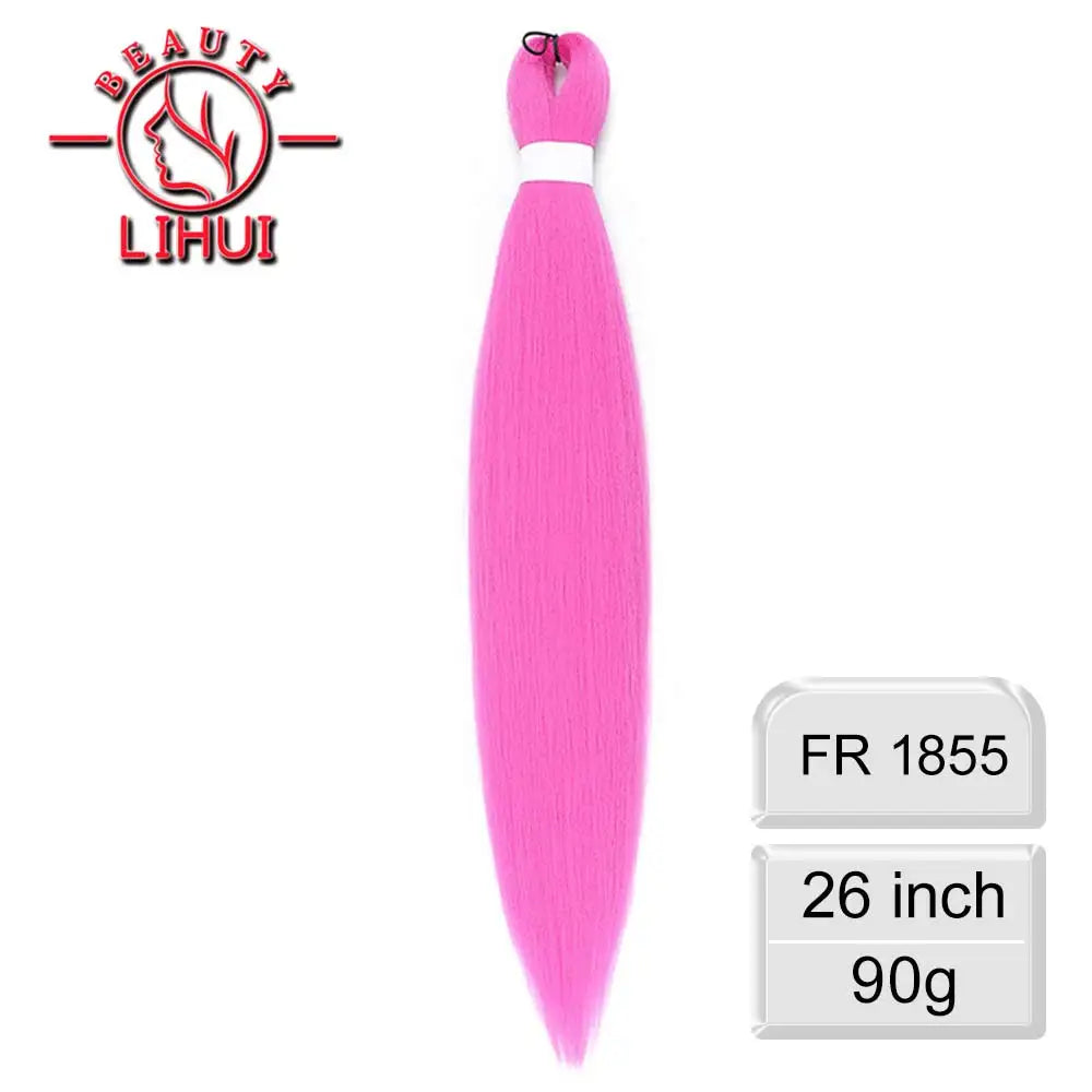 LIHUI Pre-Stretched Jumbo Braids — 26" 90 g Synthetic (Red/Pink, Frosted Colors)