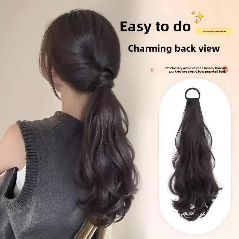 Vitality Synthetic Wig Ponytail Long Wavy Ponytail Hair With High Elasticity Rubber Band Heat Resistant Hairpiece For Daily Use