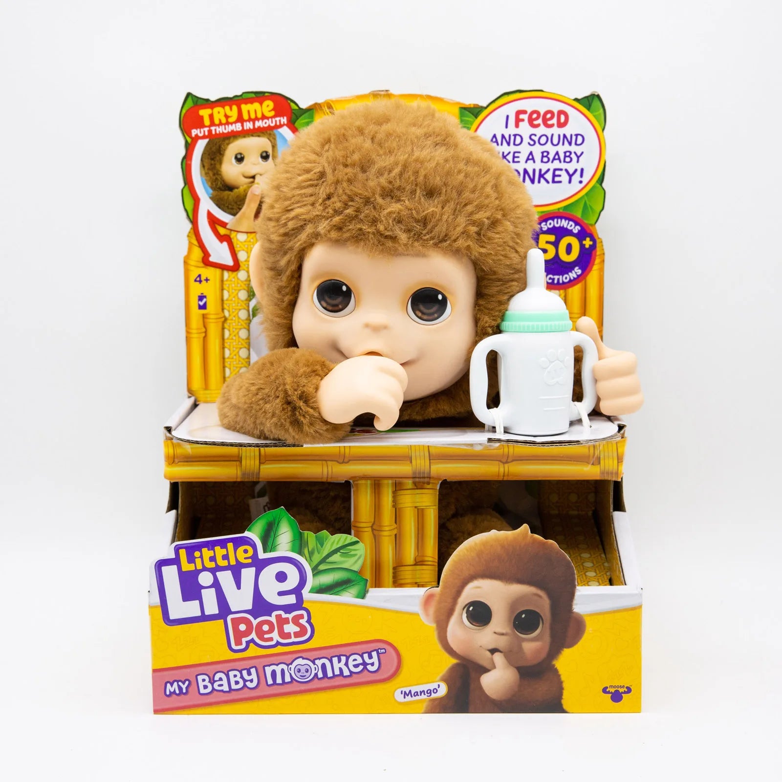 Little Live Pets My Baby Monkey “Mango” | Interactive Electronic Plush Toy with Sounds (Collectible Kawaii Figure)
