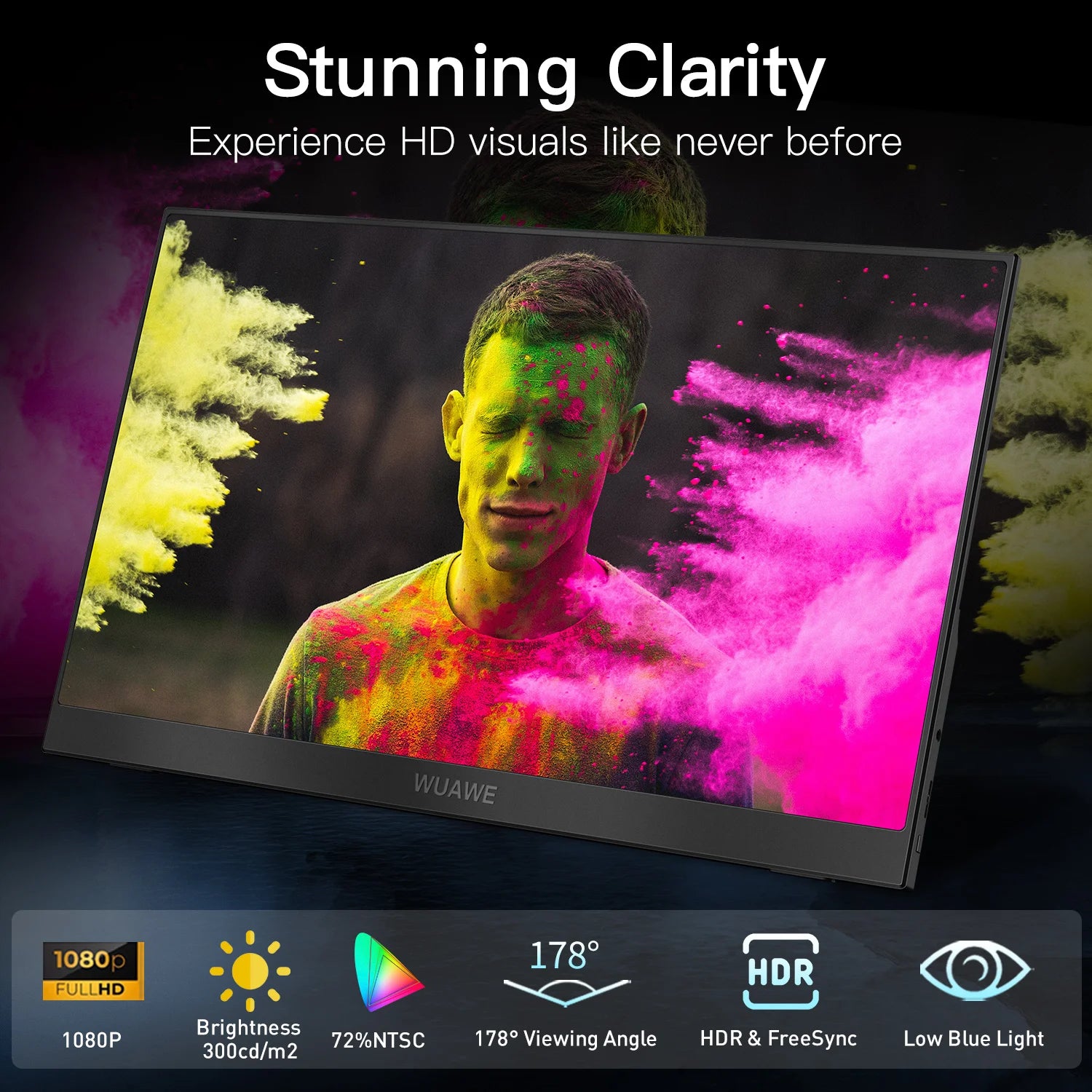 15.6" Portable Monitor — 1080p IPS | 72% NTSC / 100% sRGB | Dual USB-C + mini HDMI | Speakers