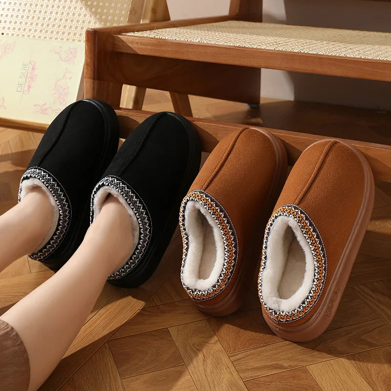 New Fashion Fluffy Platform Slippers for Women 2025 Winter Plush Warm Cotton Shoes Woman Comfort Non Slip Unisex Home Slippers