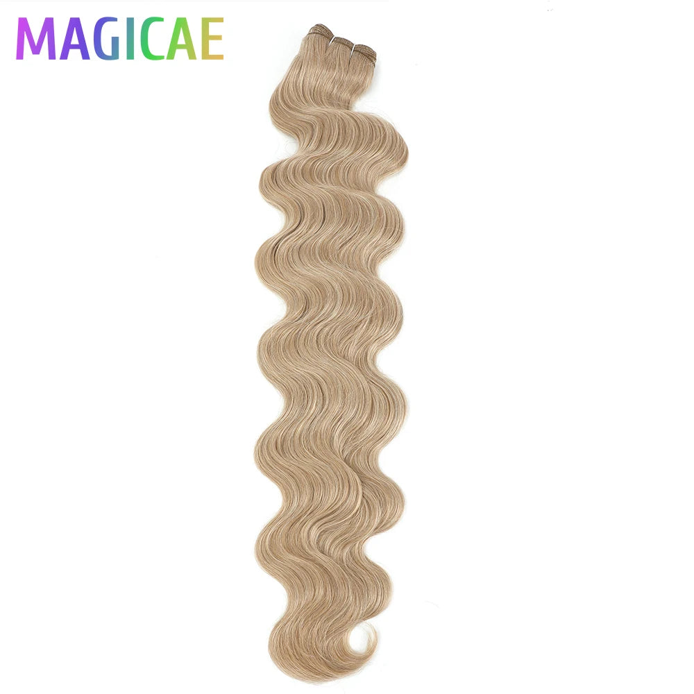 Magicae 200g/Pc Chocolate Ombre Brown Orange Blond 27/613 Grey High Temperature Synthetic Hair Extension 30Inch Body Wave Bundle