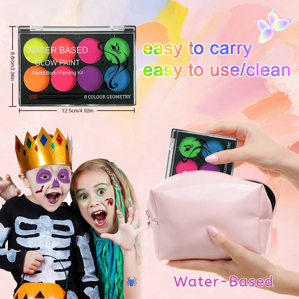 8 Colors Glow Fluorescent Neon Oil Face Body Art Paint UV Glow Oil Painting Halloween Party Fancy Dress Beauty Makeup Cosmetics