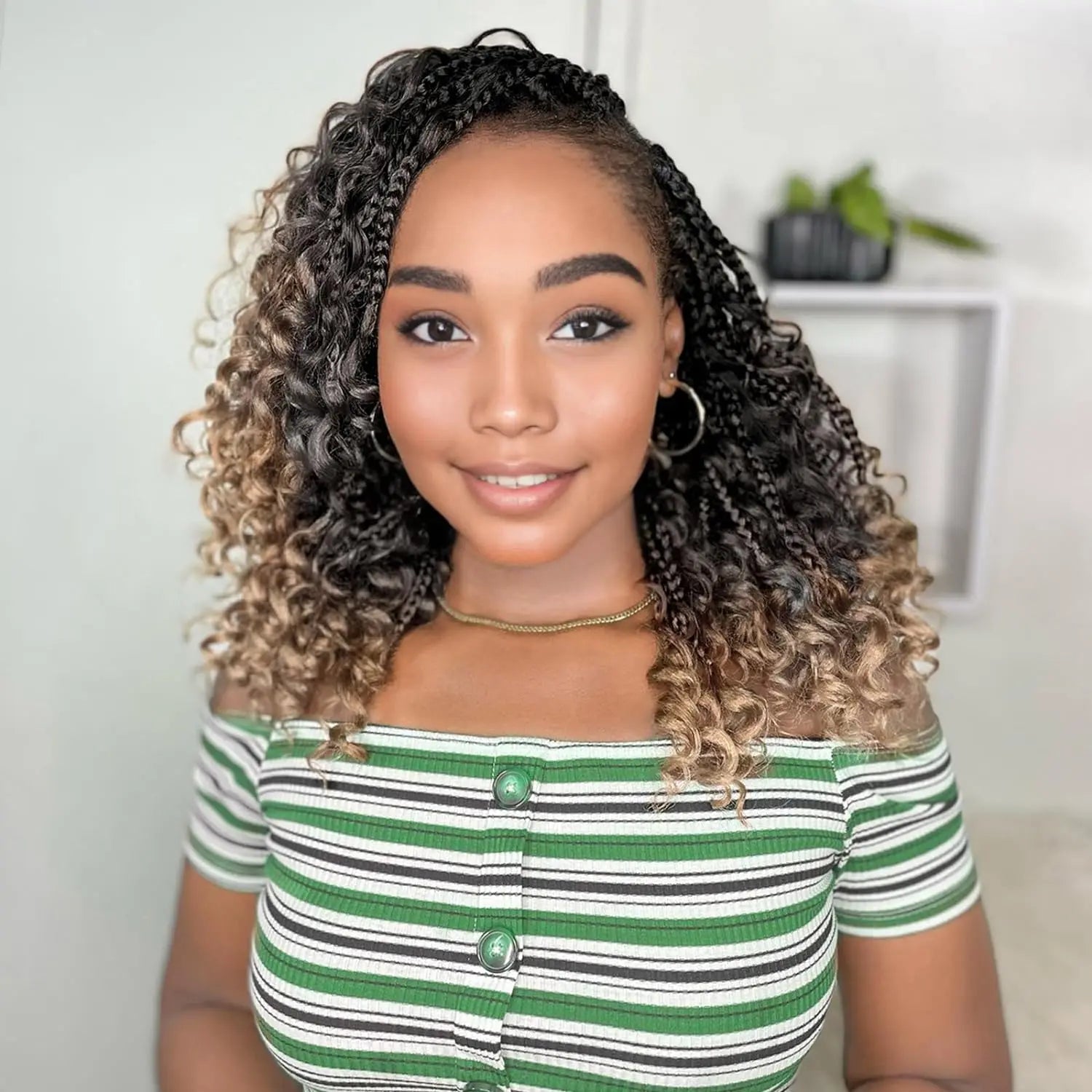 10" 8Packs Crochet Hair Box Braids Goddess Bohemian Crochet Boho Braids With Curly Ends Synthetic Crochet Hair For Black Women