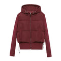 UNIZERA2025 autumn new women's casual fashion slim stretch fabric splicing cotton coat warm hooded cotton coat