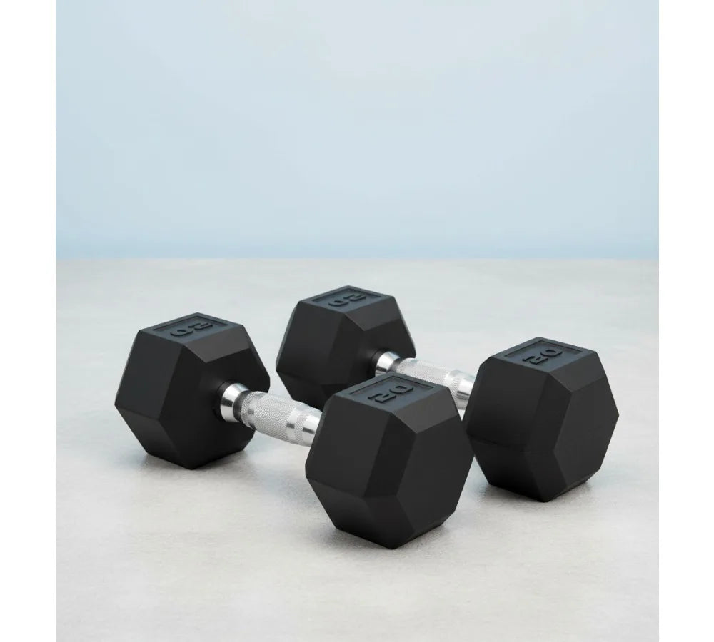 Coated Hex Dumbbell Set | Multiple Weights 3-50lb | Home Gym Strength Training Equipment