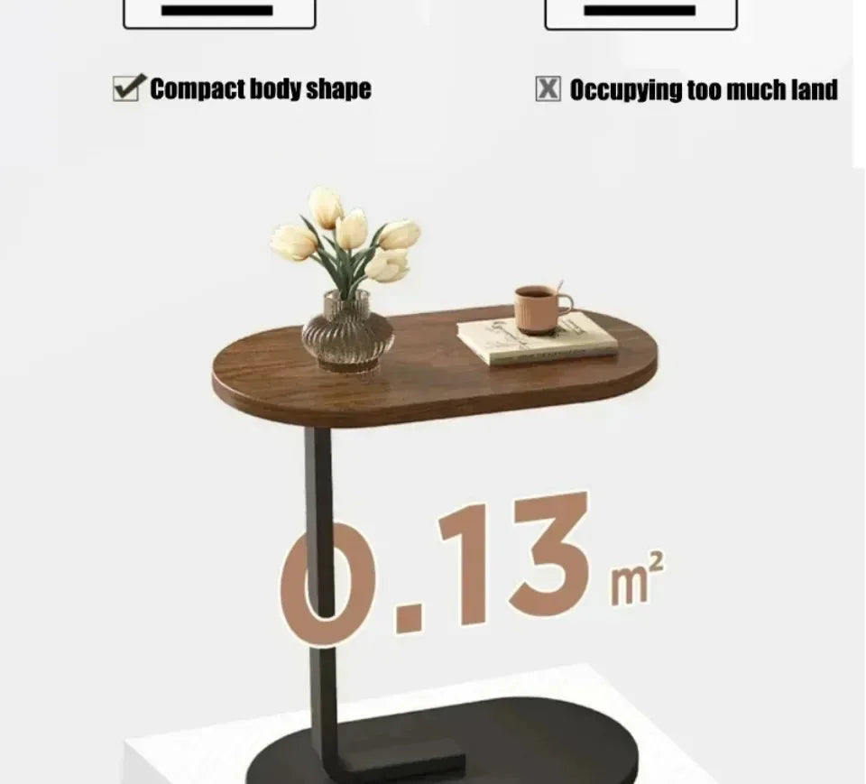 Modern Light Luxury Compact Coffee Table – C-shaped Portable Side Table for Living Room Sofa