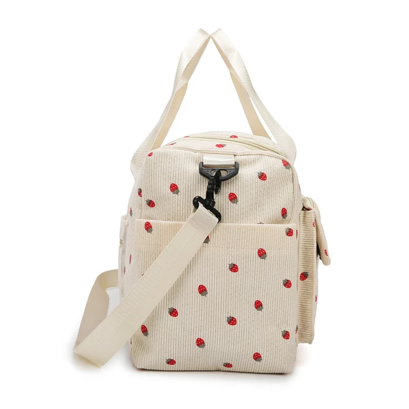 Corduroy Travel Tote Bag Large Capacity Carry On Travel Bag With Shoe Compartment Sports Fitness Bags For Women Duffle Bags