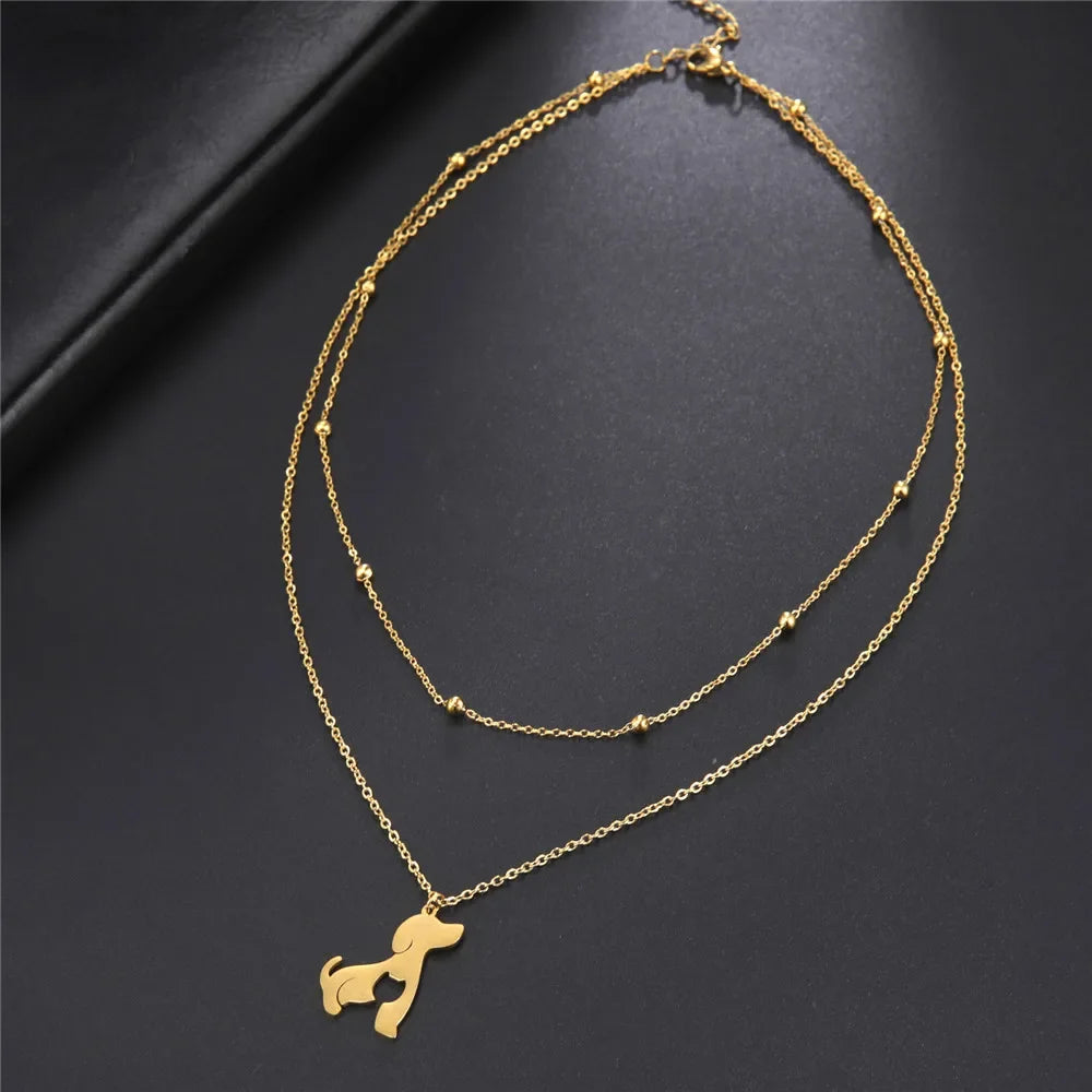 Skyrim Cat & Dog Pendant Necklace — Stainless Steel Animal Charm Jewelry