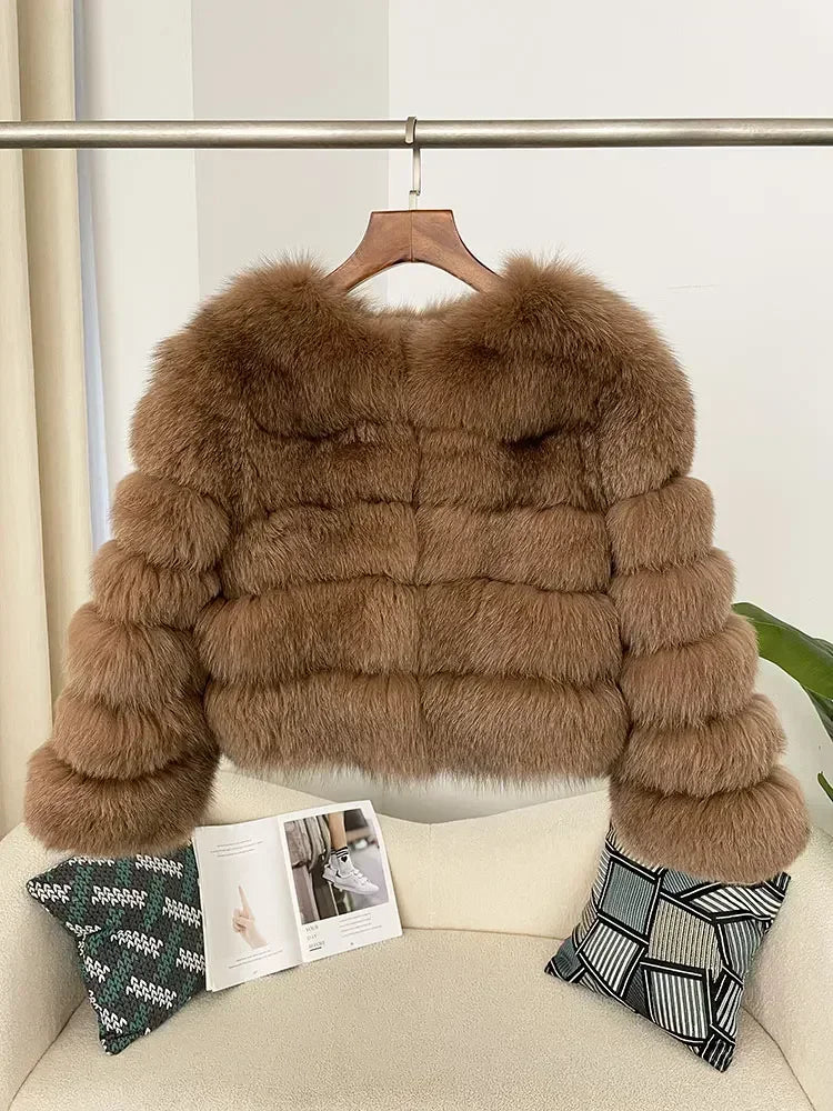 OFTBUY 2024 Winter Real Natural Raccoon Fox Fur Women Coat Short Leather Thickened Warm Jacket Elegant Fashionable Overcoats