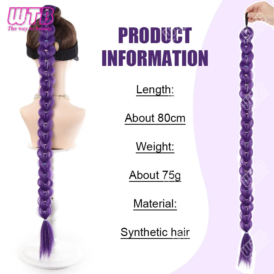 Synthetic Ponytail purple dirty braid wig purple color big braid wig chemical fiber big braid braiding hair extension