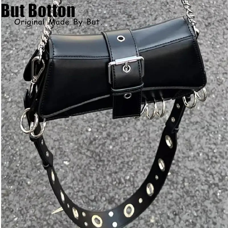 women Y2k girl Vintage Harajuku Punk Advanced Design Rivet spike Chain One Shoulder Handbag Women’s stempunk Tote Crossbody Bags