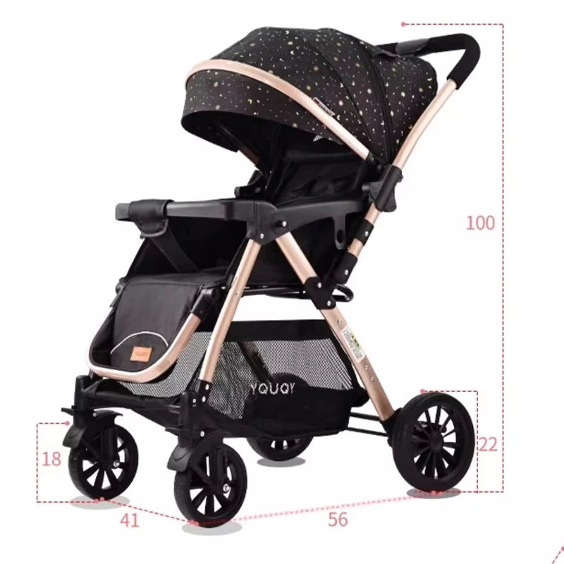 Newborn 0-4 years old Baby stroller can sit and lie down Two-way Children Shock Absorption Folding Baby High Landscape Pram