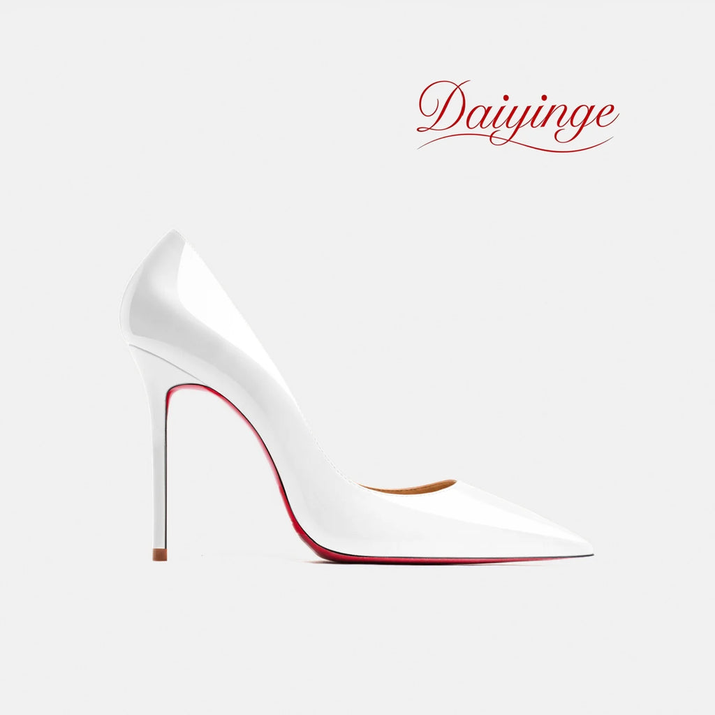 Heels For women 2026 Trend Leather Luxury Red Bottom High Heels 12cm Pointed Toe Stiletto Pumps Elegant Sexy Party Wedding Shoes