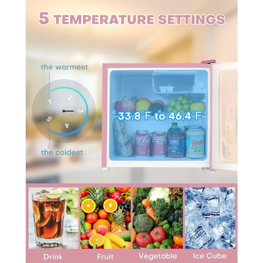 1.7 Cu.ft Mini Fridge with Freezer for Dorm Office Bedroom Adjustable Thermostat Energy Saving Low Noise Compact Single Door Re