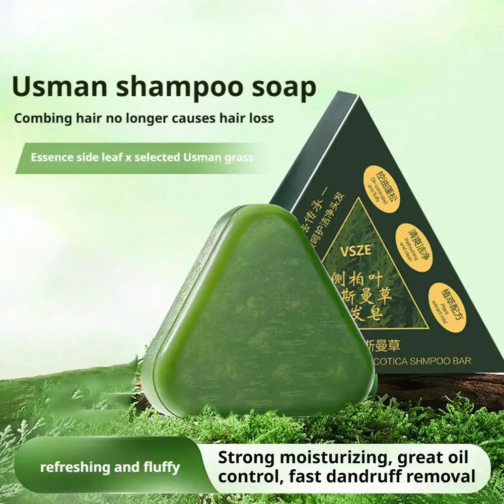 Natural Herbal Shampoo Soap Usman Grass Handmade Soap Hair Nourishing, Oil Control, Refreshing, Fluffy and Soothing Hair Care