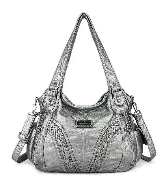 Angel kiss Women Handbags Satchel Top-handle Handbag 2023 PU Shoulder Bag Soft Dumpling Pack Multi-pockets Shoulder Purse Bags