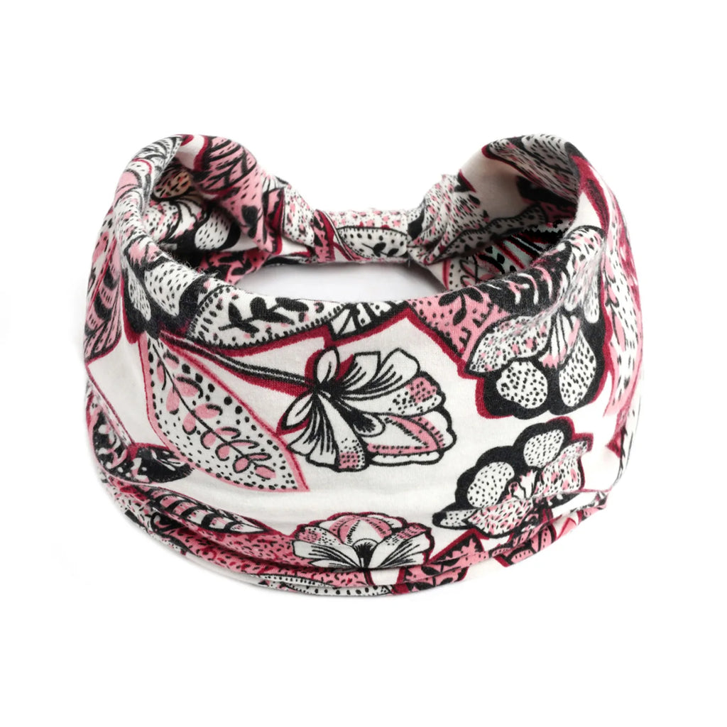 Boho Wide Knot Floral Cotton Headband | Stretch Turban Hair Scarf for Women