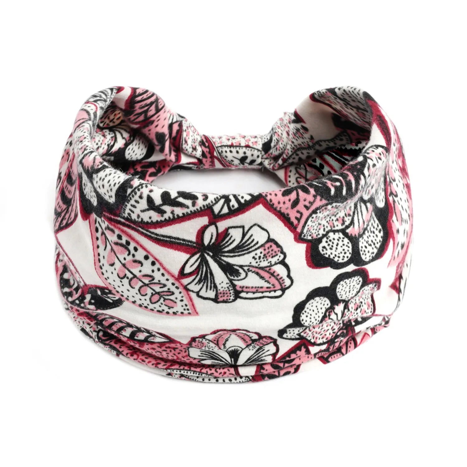 Boho Wide Knot Floral Cotton Headband | Stretch Turban Hair Scarf for Women