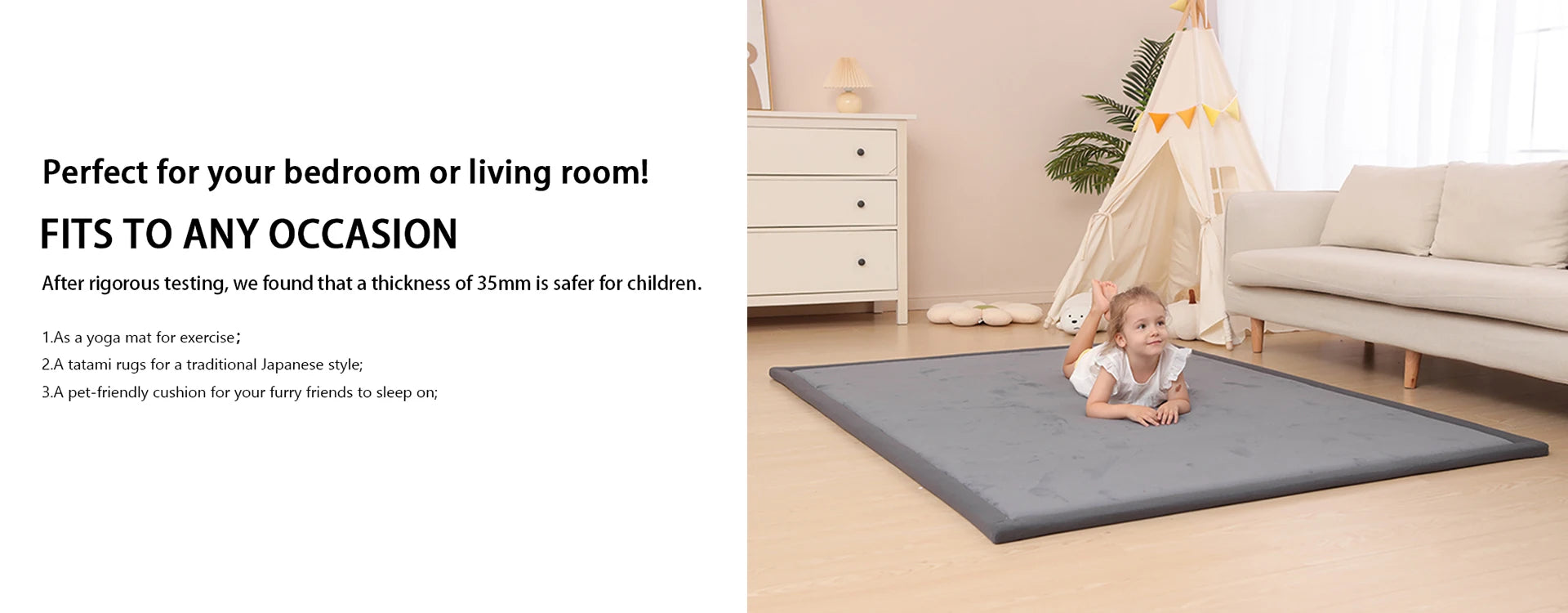 Huloosleep 4 Colors Baby Crawling Play Mats Non-Slip Thick Soft Foam Baby Activity Rug Gym Baby Carpet Mother+Kids Area Rug