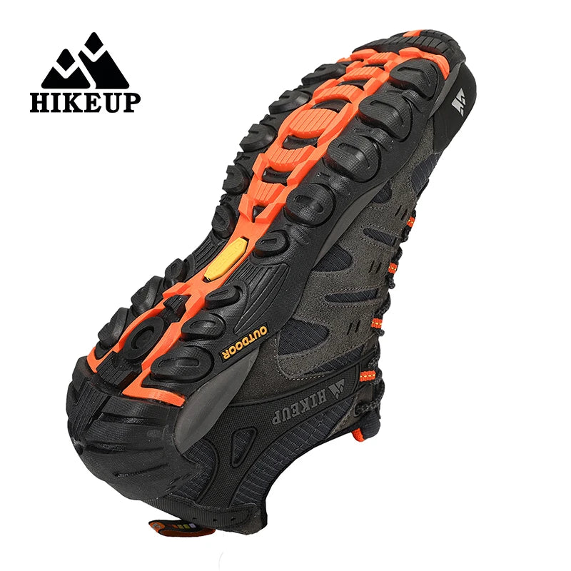 HIKEUP Men's Hiking Shoes Suede Leather Outdoor Shoes Wear-resistant Men Trekking Walking Hunting Tactical Sneakers