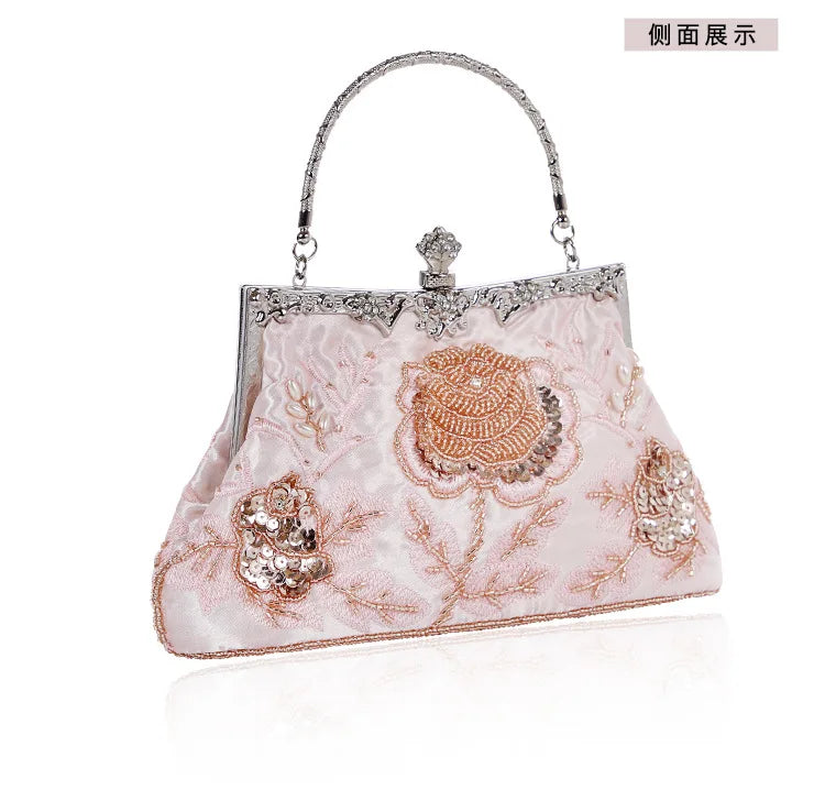 Retro Handmade Beaded Embroidered Dinner Bag Chic Festive Bride Bolsos Lujosos Marcas Famosas Luxury Designer Bags High Quality