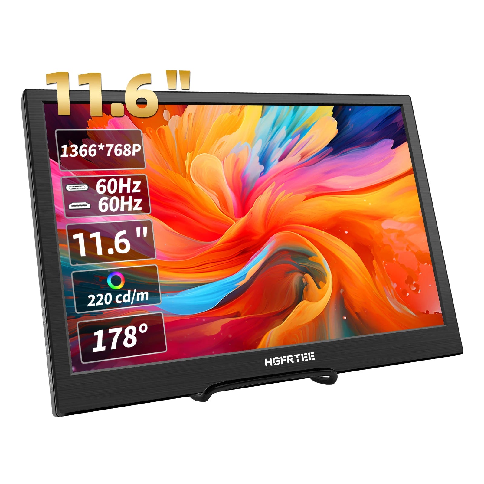 HGFRTEE 11.6" Portable Monitor — 1366×768 | IPS (ADS) | 60Hz | Speakers