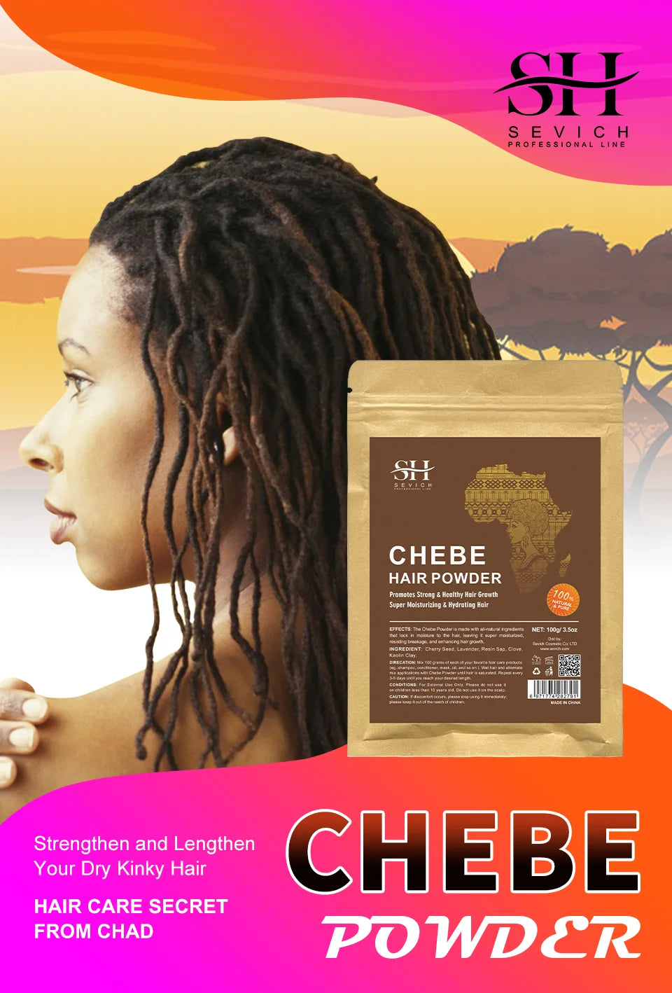 Africa Chad 100% Chebe Powder Women Traction Alopecia Treatment Oil Natural Crazy Hair Regrowth Anti Hair Break Get Rid Of Wig