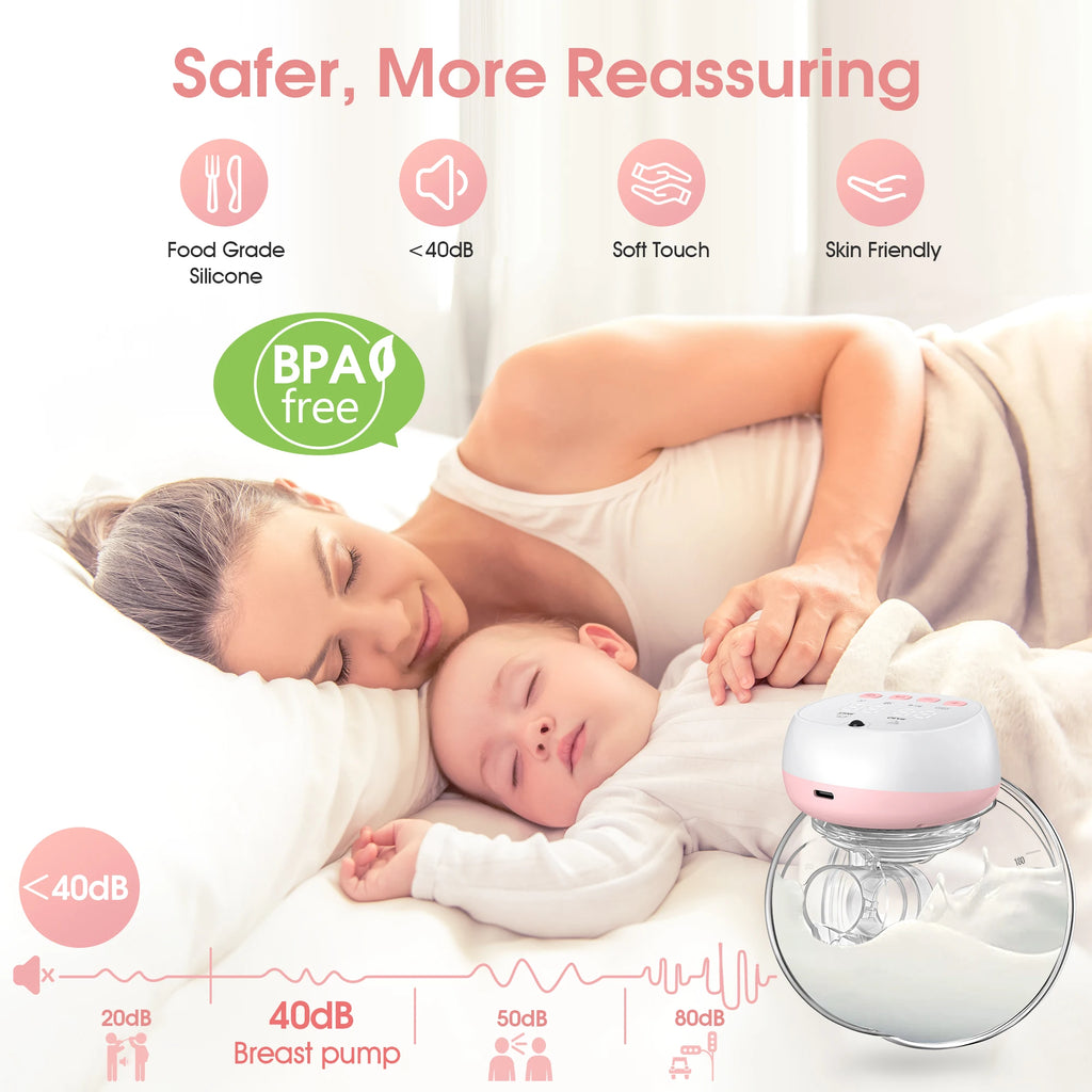 2 Pcs Electric Wearable Breast Pump (Model YM-805) — Silent, Hands-Free, USB Rechargeable (1200 mAh)