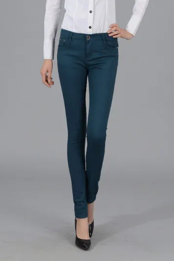 Women Color Pants Tapered Leg  Skinny Stretch Slim Jeans Skinny Trousers  Pockets  for Daily ouc073