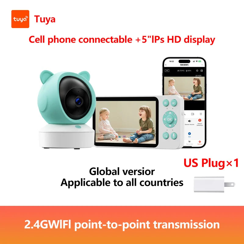 DANMINI 5" Tuya Smart Baby Monitor | 2K HD WiFi Remote Camera