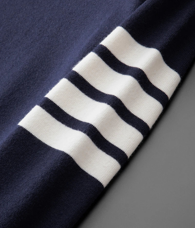 High end luxury brand sweater men personality trend ribbon striped round neck Knitwear autumn and winter Korean casual pullover