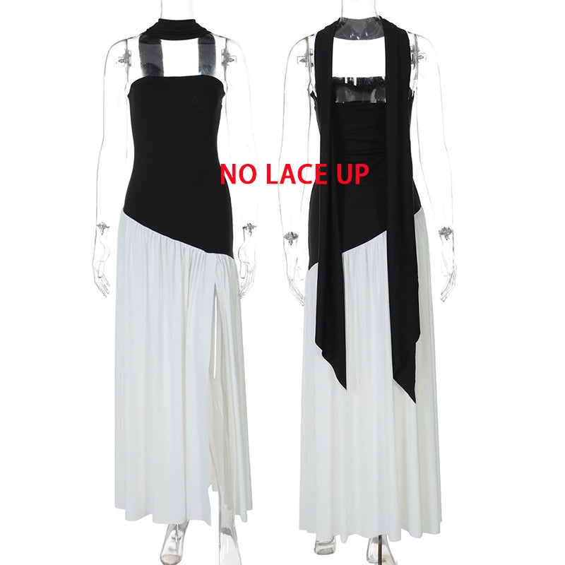 Giyu Sexy Evening Party Dresses Women 2025 Autumn Summer Maxi Long Dress Elegant Strapless Split Backless Pleated Dress