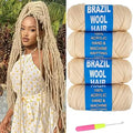 4 Pcs Brazilian Wool Synthetic Hair for Braids Acrylic Hand Knitting Yarn for Braiding Hair  Crochet Hair Extension